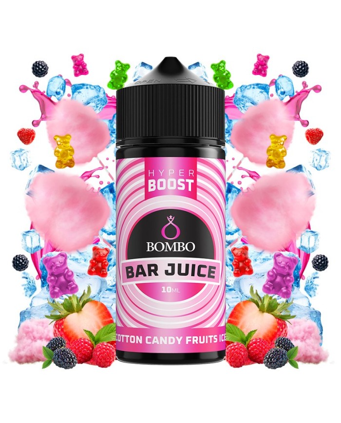 Longfill COTTON CANDY FRUITS ICE HYPER BOOST Bar Juice By Bombo