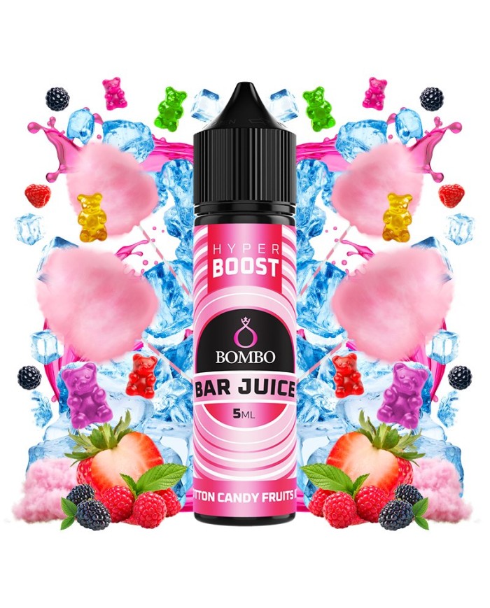 Longfill COTTON CANDY FRUITS ICE HYPER BOOST Bar Juice By Bombo