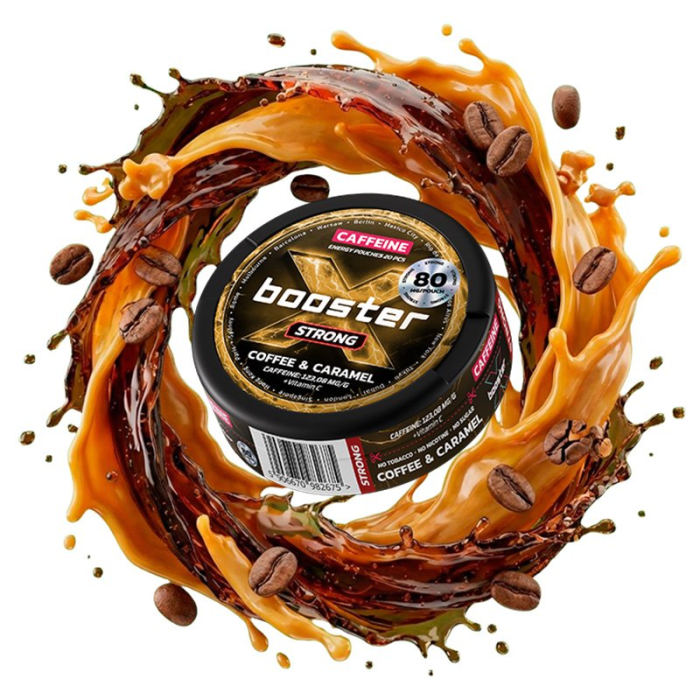 X-Booster COFFEE AND CARAMEL 80MG Caffeine Pouches