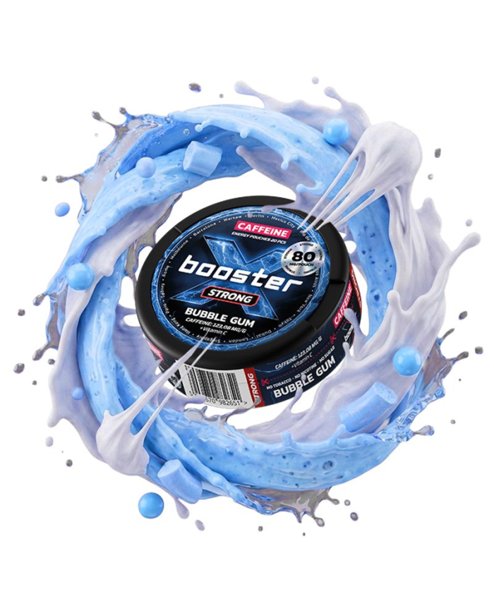 X-Booster BUBBLE GUM 80MG Caffeine Pouches