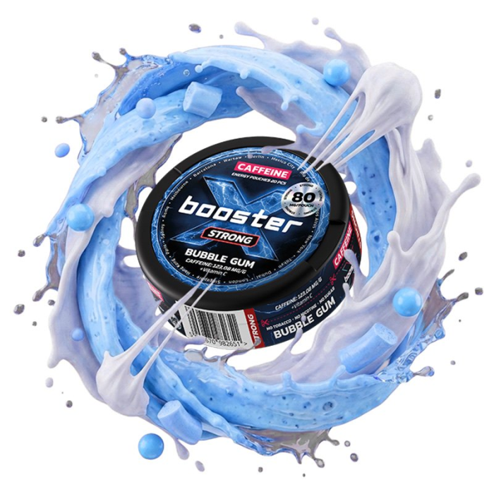 X-Booster BUBBLE GUM 80MG Caffeine Pouches